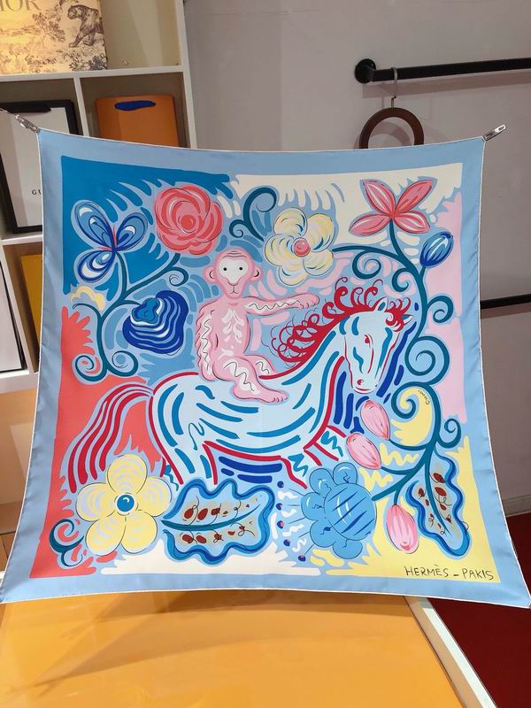 Hermes silk scarf 90X90cm E31 (21)